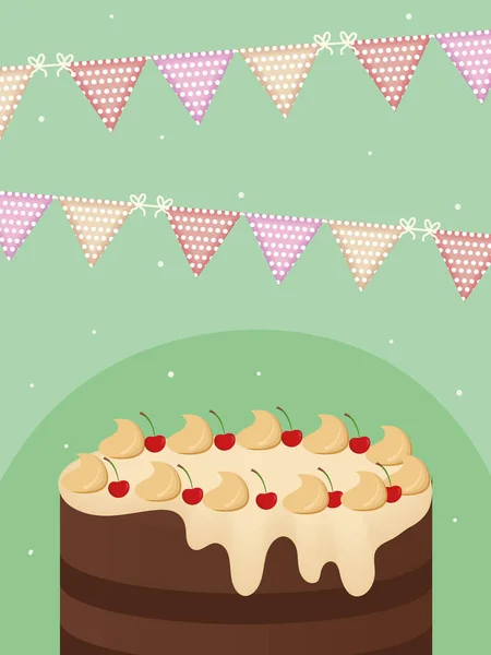 誕生日ケーキとペナント — ストックベクタ