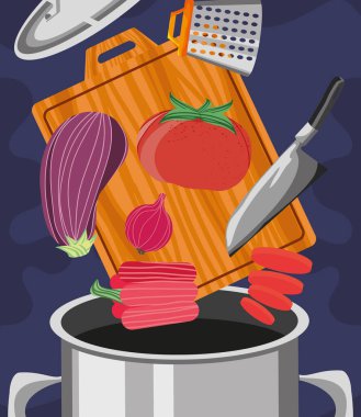 Mutfak yemek hazırlıyor