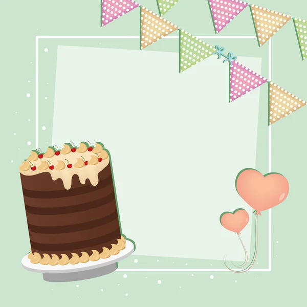 Birthday cake and hearts — Stock Vector