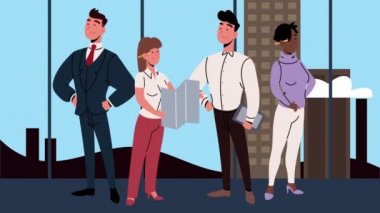 grup işçi karakter animasyonu