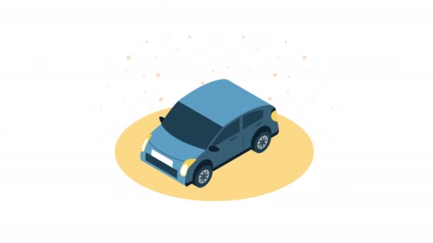 Coche vehículo animación de estilo isométrico — Vídeos de Stock