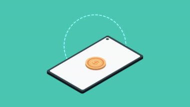 Akıllı telefon animasyonunda bozuk para doları