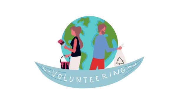 ボランティアや地球とのボランティア活動のレタリング — ストック動画