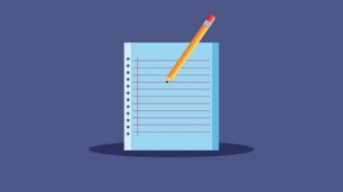 dizüstü bilgisayar ve kalem okulu animasyonu