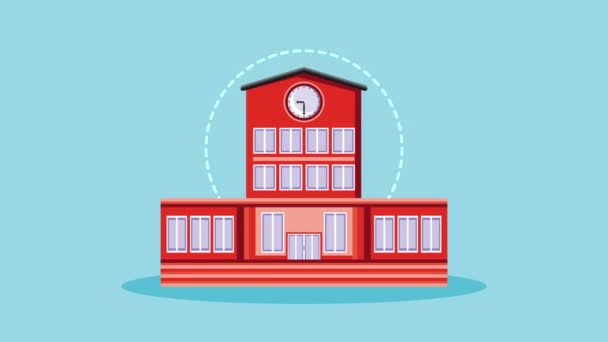 Bâtiment scolaire façade animation — Video