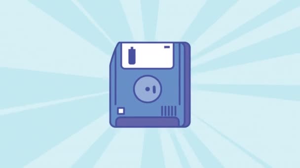 Floppy retro apparaat technologie animatie — Stockvideo