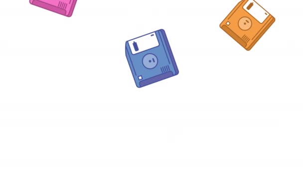 Floppy disks retro patroon animatie — Stockvideo