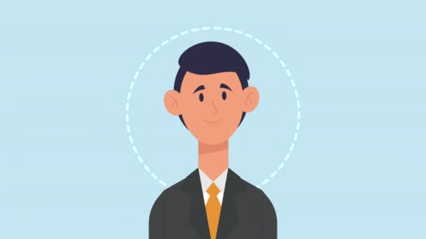 エレガントなビジネスマンのアバターキャラクターアニメーション — ストック動画