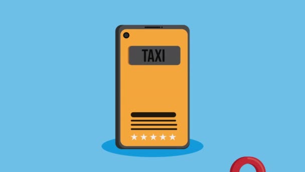 Υπηρεσία ταξί στο smartphone με καρφίτσες animation — Αρχείο Βίντεο