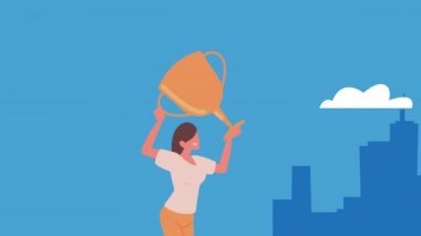 Kupalı başarılı kadın.