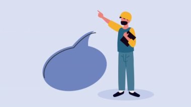 animasyon konuşan lojistik servis çalışanı