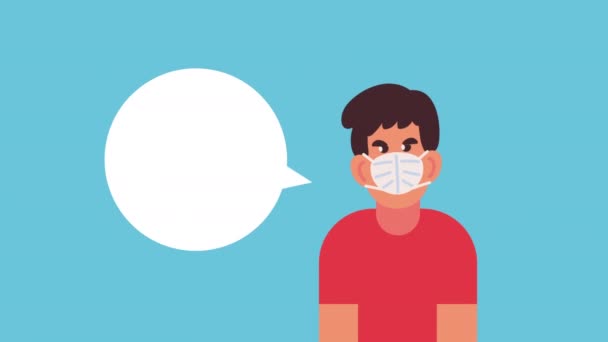 Pria memakai masker wajah berbicara — Stok Video