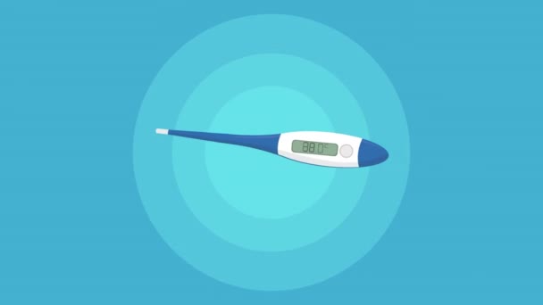 Animación de la herramienta termómetro sanitaria médica — Vídeos de Stock