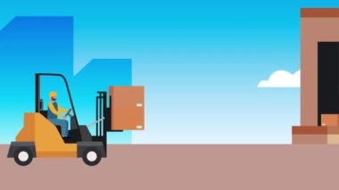 Forklift kullanan lojistik servis çalışanları