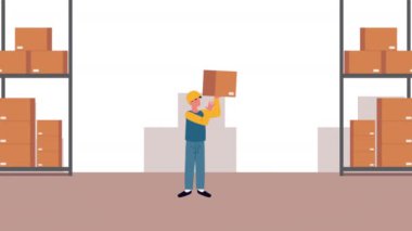 lojistik servis çalışanları kutu ve forklift kaldırıyor