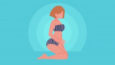 sarışın kadın tatilci karakter animasyonu