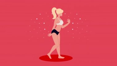 sarışın bayan tatilci yürüyüşçü animasyonu