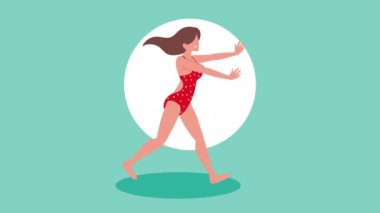 kadın tatilci karakter canlandırması yapıyor