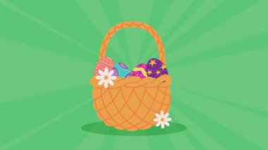 Mutlu Paskalya animasyonları Sepette yumurtalar