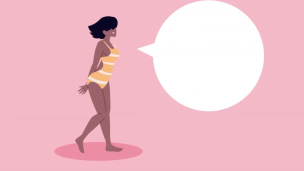 Afro femme vacancier parlant animation — Video