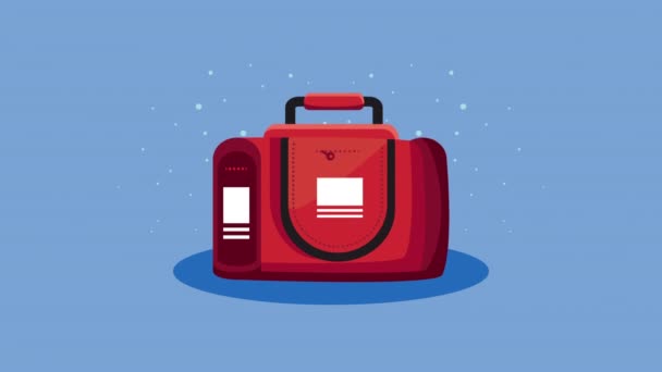 Emergency kit bag red animation — Stock Video