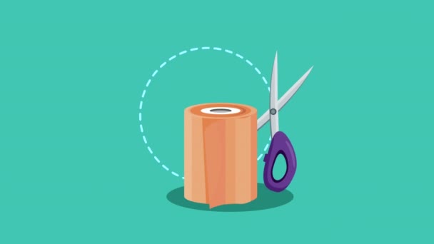 Medical healthcare bandage and scissors — Stock Video