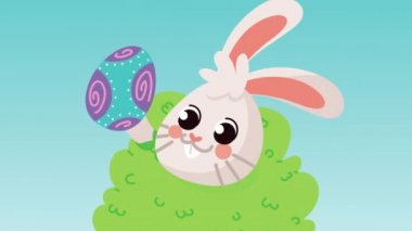 Tavşan kafalı ve yumurtalı mutlu paskalya animasyonları