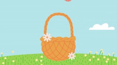 Bahar manzarasında sepet saman