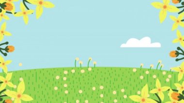 çiçek desenli bahar manzarası