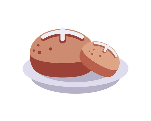 Bir tabakta ekmek — Stok Vektör