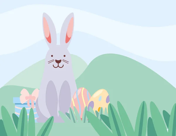 Velikonoční králík a vejce — Stockový vektor