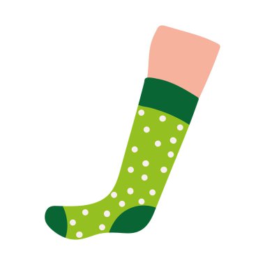 Yeşil çoraplı bacak.