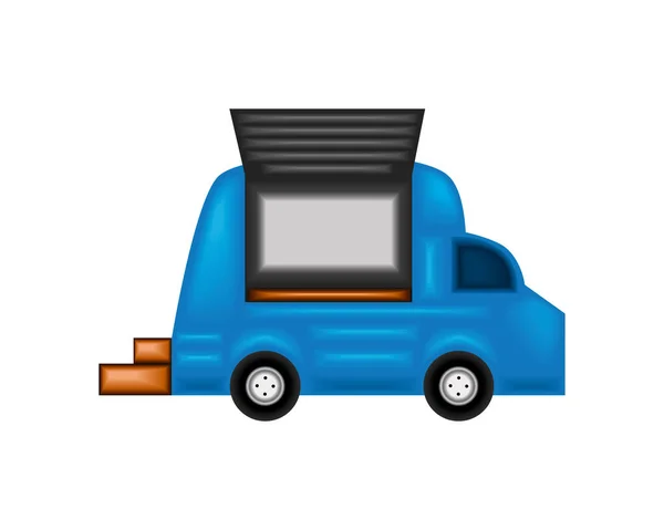 Camión de comida azul — Vector de stock