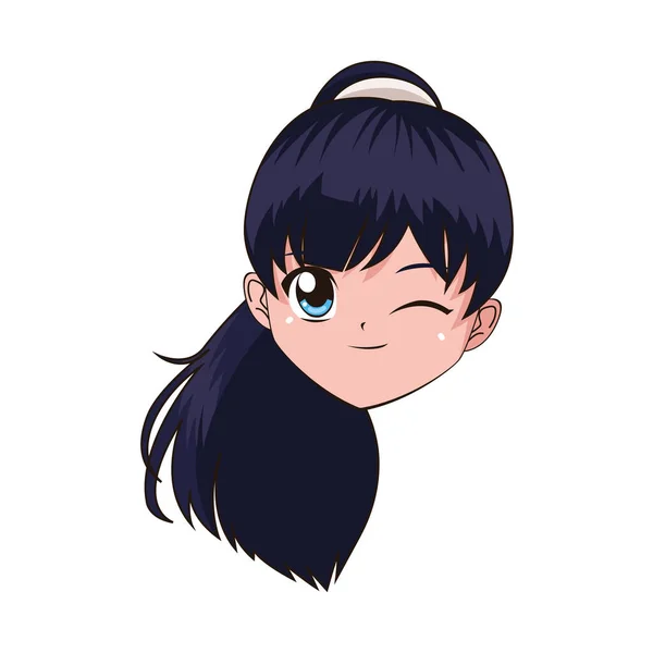 Anime girl face — Stock Vector