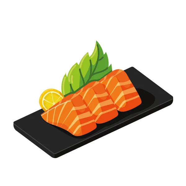 Comida japonesa de salmón fresco — Vector de stock