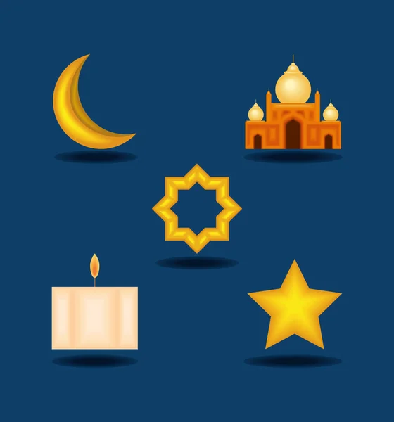 Icônes eid moubarak — Image vectorielle