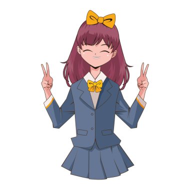 üniformalı anime kız.