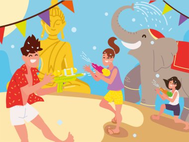 Songkran kutlayan insanlar