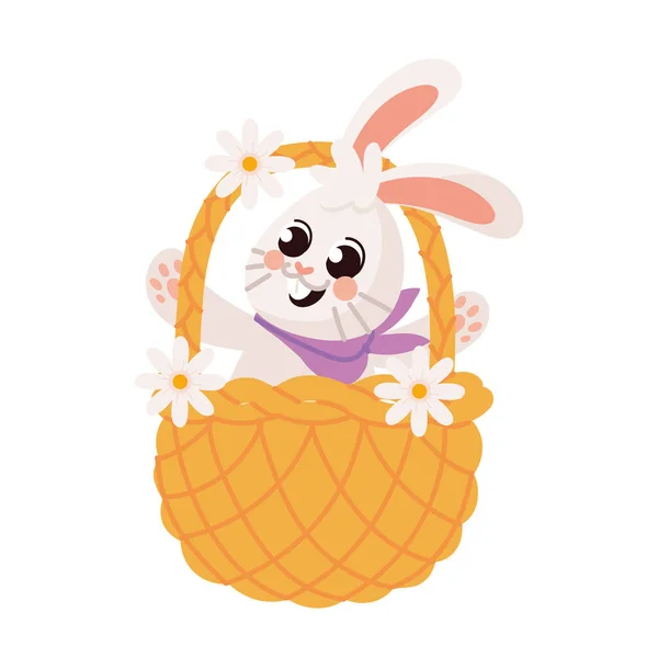 Wielkanoc królik w koszyku — Wektor stockowy