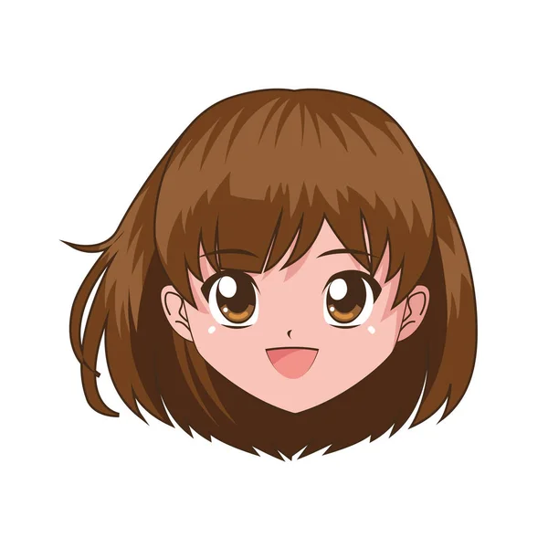 Anime menina cabelo curto —  Vetores de Stock