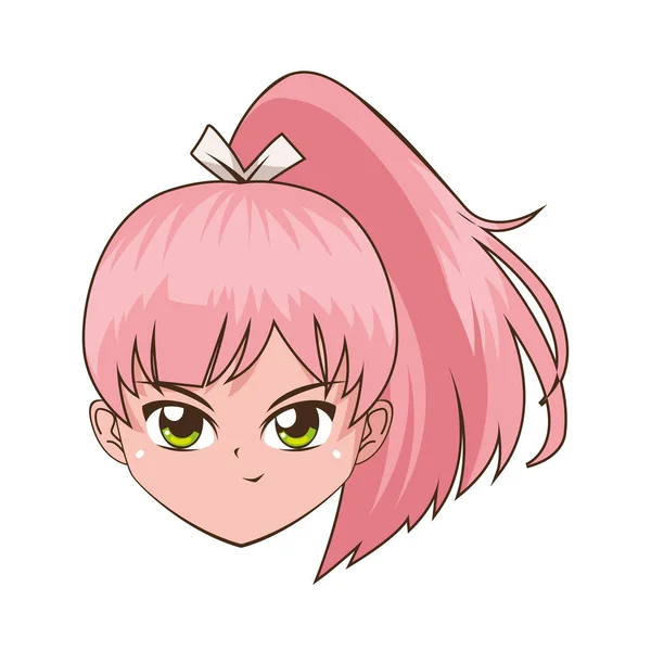 Anime girl pink hair — Stock Vector