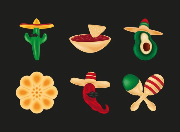 Conjunto de ícones mexicanos — Vetor de Stock