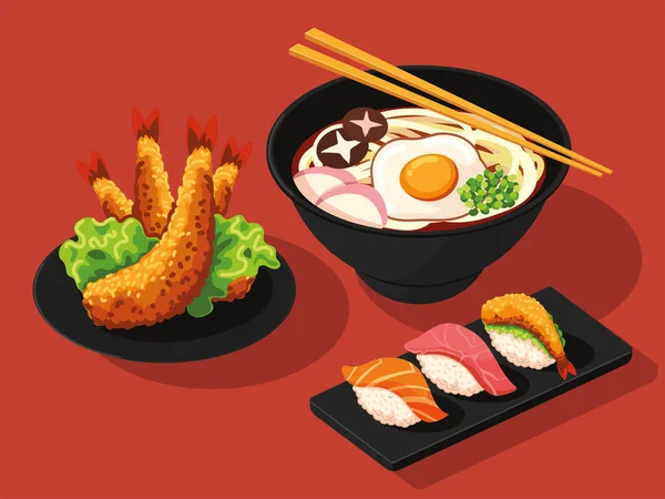 Menu japonais nourriture — Image vectorielle