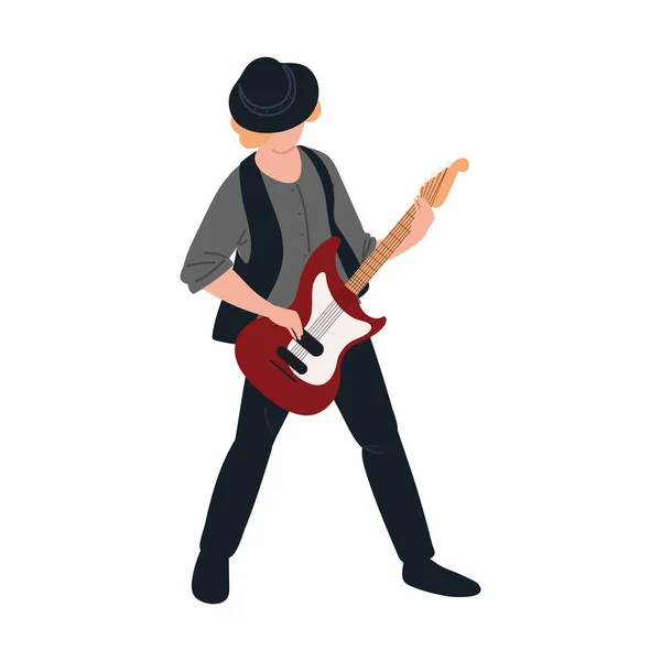 Homem tocando guitarra elétrica — Vetor de Stock