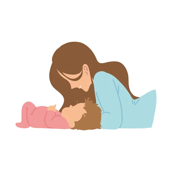 Descansando mamá y bebé — Vector de stock