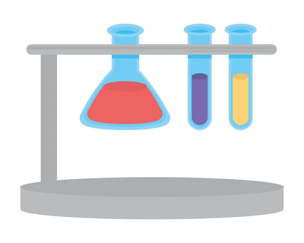 Chemiekolben auf Rack — Stockvektor