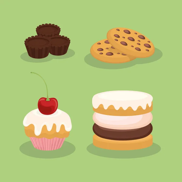 Icônes dessert alimentaire — Image vectorielle