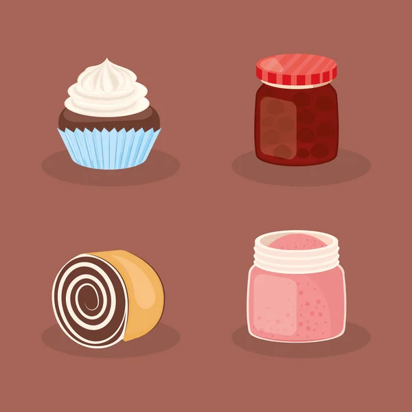 Набор десертных продуктов — стоковый вектор