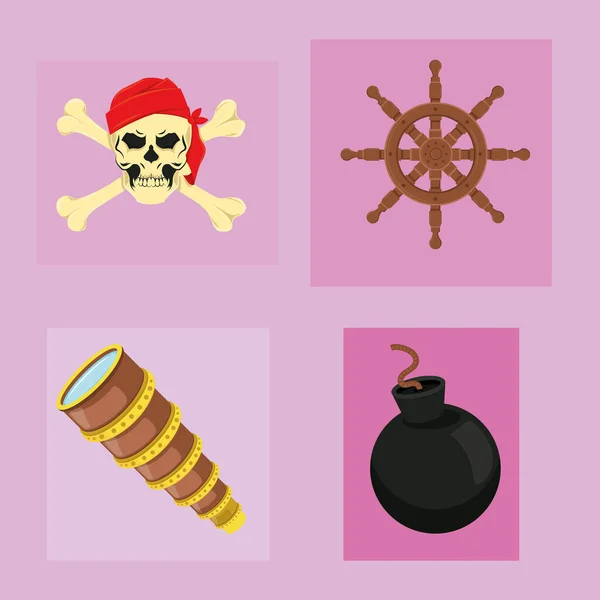 Icons set pirate — Stock Vector