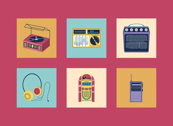 Iconos de dispositivos de música — Vector de stock